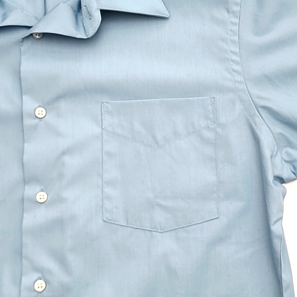 Van Heusen Fitted Wrinkle Free, Long Sleeve Blue Medium Size 15 1/2 34/35 - Picture 7 of 14